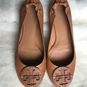 Tory Burch Reva Brown Leather Ballet Flats Sz 9.5